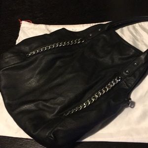 Black leather shoulder bag